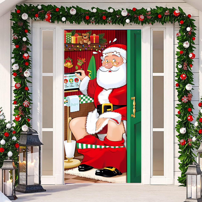 Decoración de puerta de Navidad - Tela lavable y reutilizable