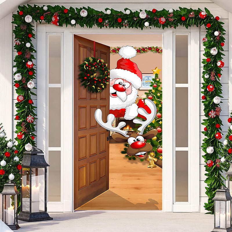 Decoración de puerta de Navidad - Tela lavable y reutilizable