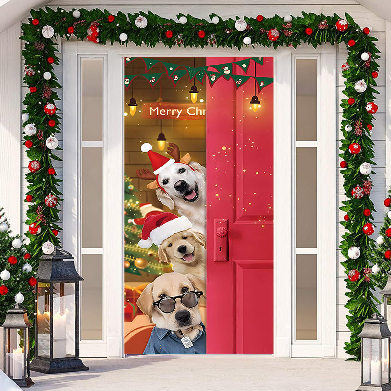 Decoración de puerta de Navidad - Tela lavable y reutilizable