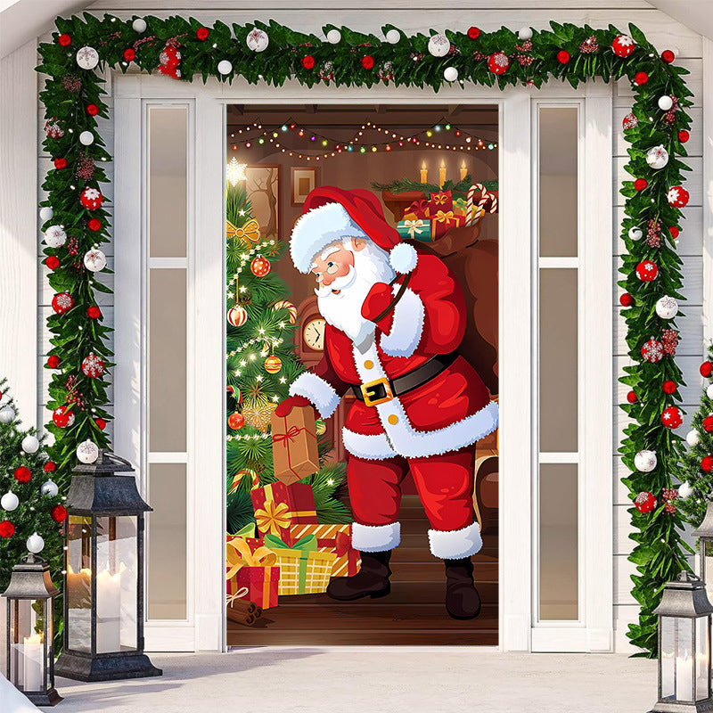 Decoración de puerta de Navidad - Tela lavable y reutilizable