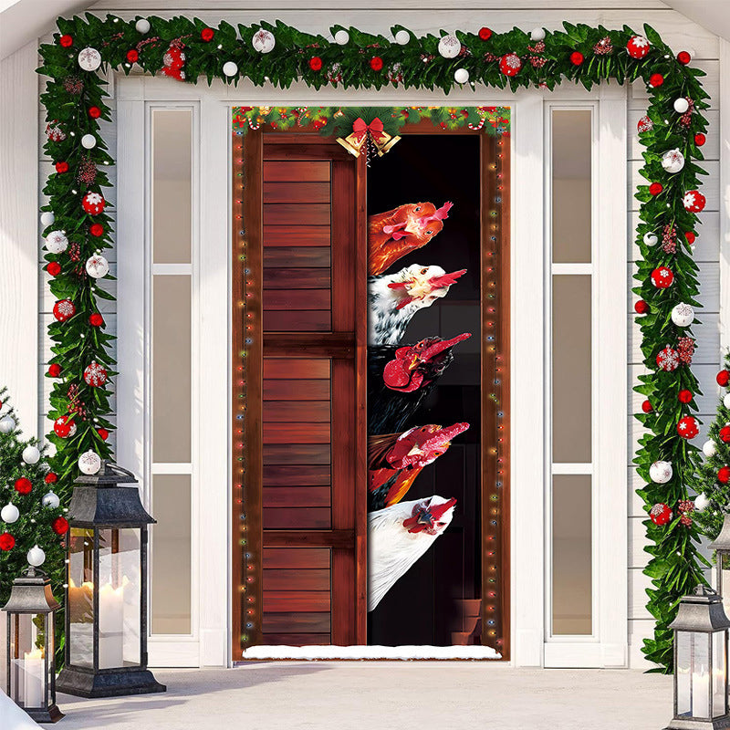 Decoración de puerta de Navidad - Tela lavable y reutilizable