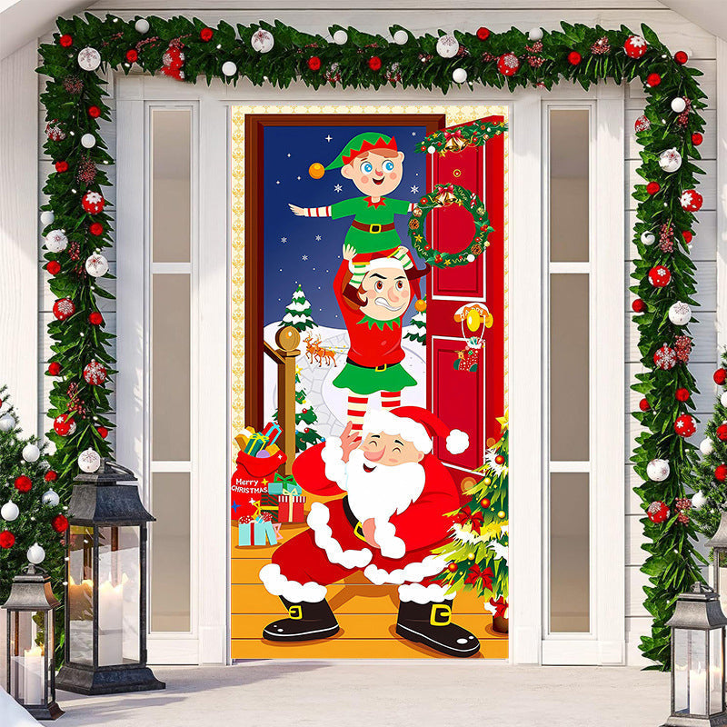Decoración de puerta de Navidad - Tela lavable y reutilizable