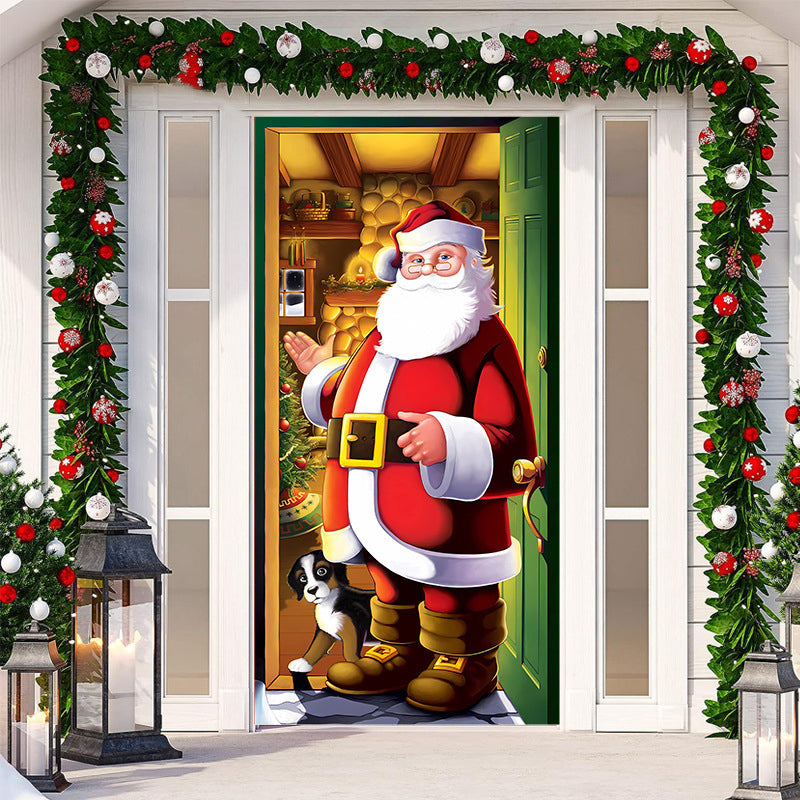 Decoración de puerta de Navidad - Tela lavable y reutilizable