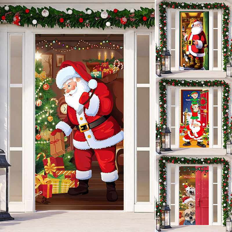 Decoración de puerta de Navidad - Tela lavable y reutilizable