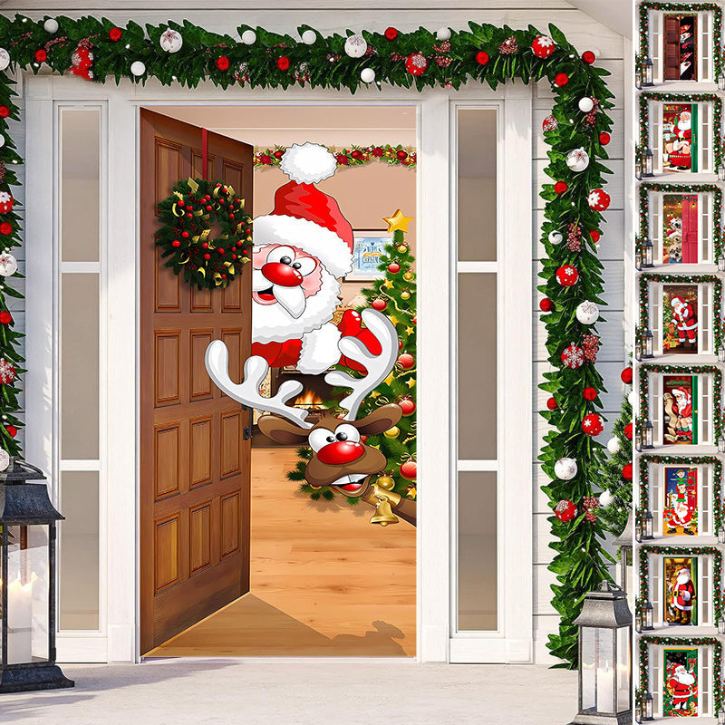 Decoración de puerta de Navidad - Tela lavable y reutilizable
