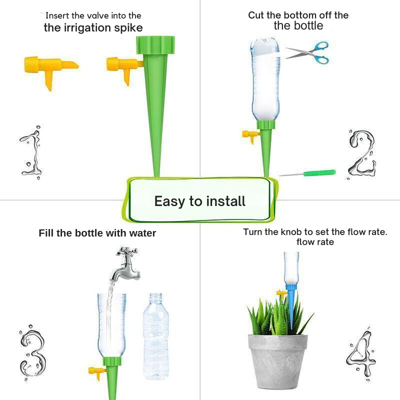 Bewateringssysteem voor planten: Gemakkelijk en zorgeloos water geven (x6) 