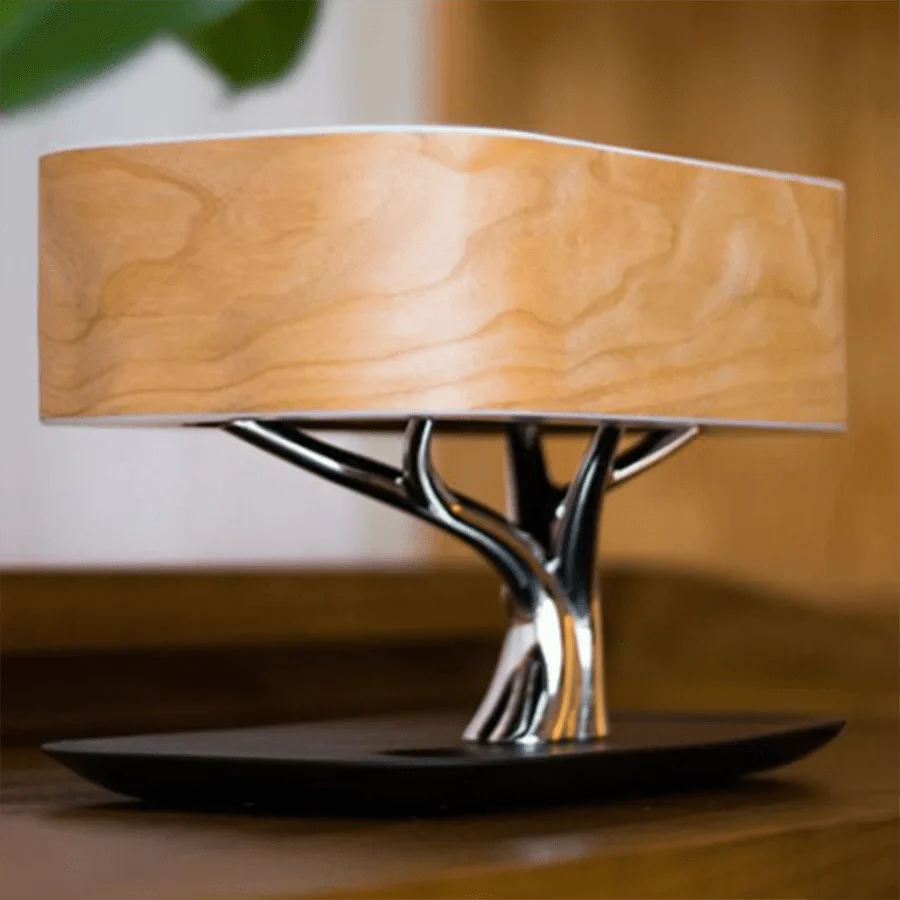 Sophisticated Bedside Lamp with Speaker and Charger